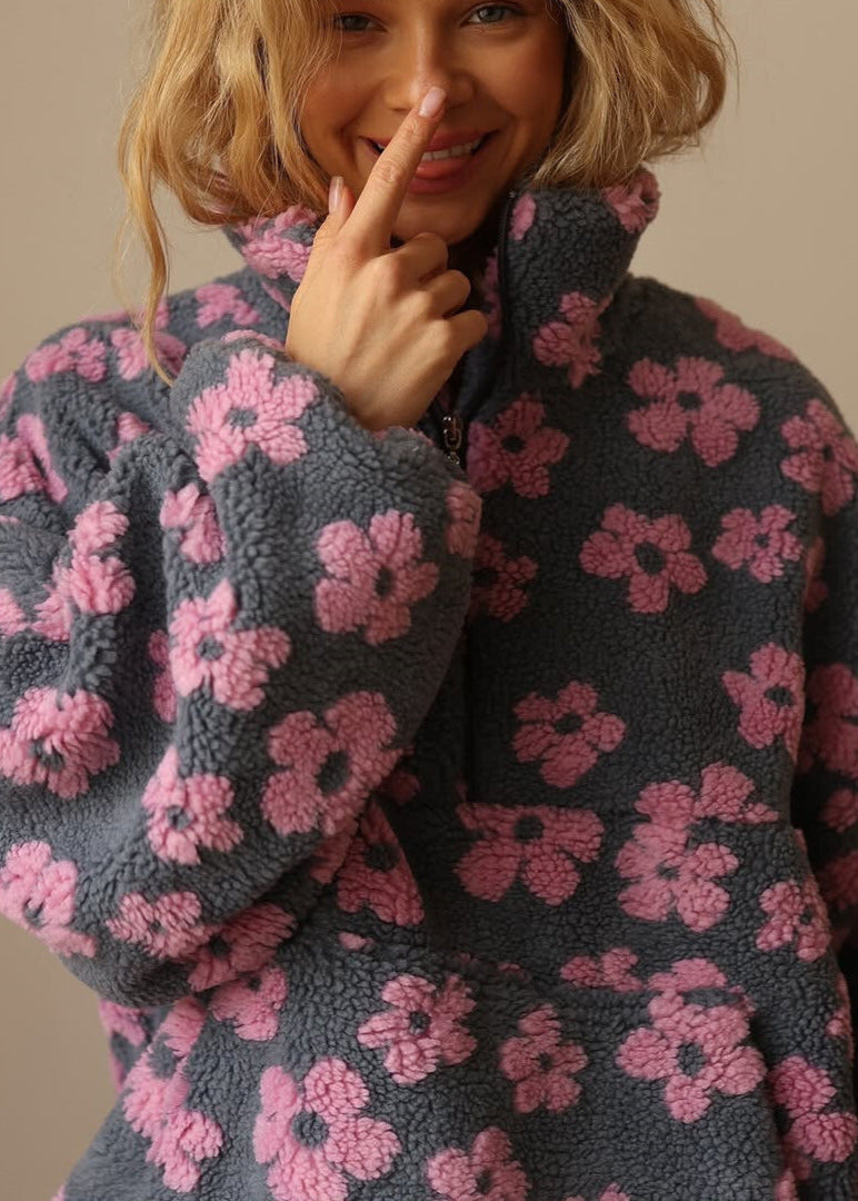 Daisy™ | Zachte Sherpa Fleece Pullover met Boho Bloemenprint