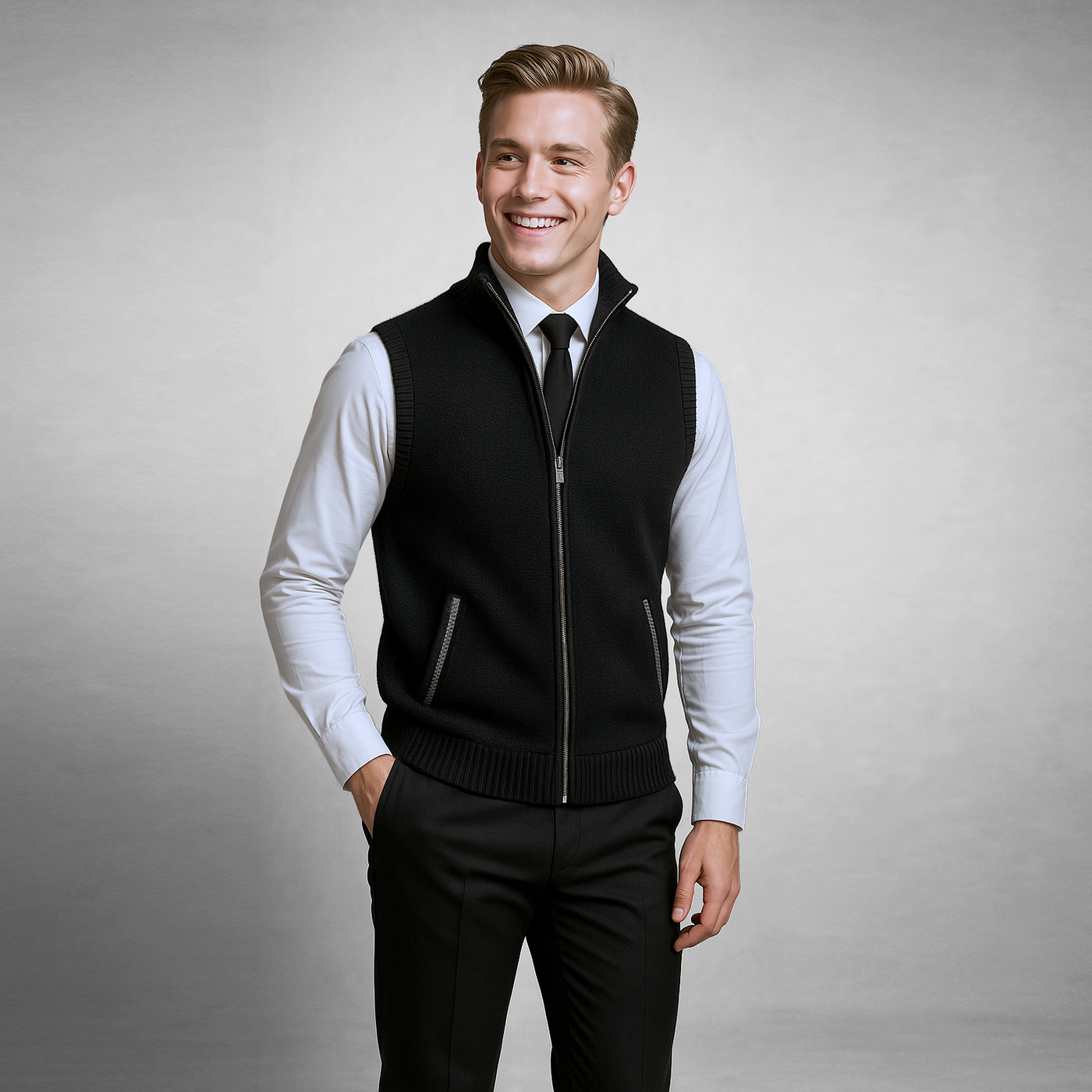 Harrison™ | Luxe Gebreide Full-Zip Sweater Vest