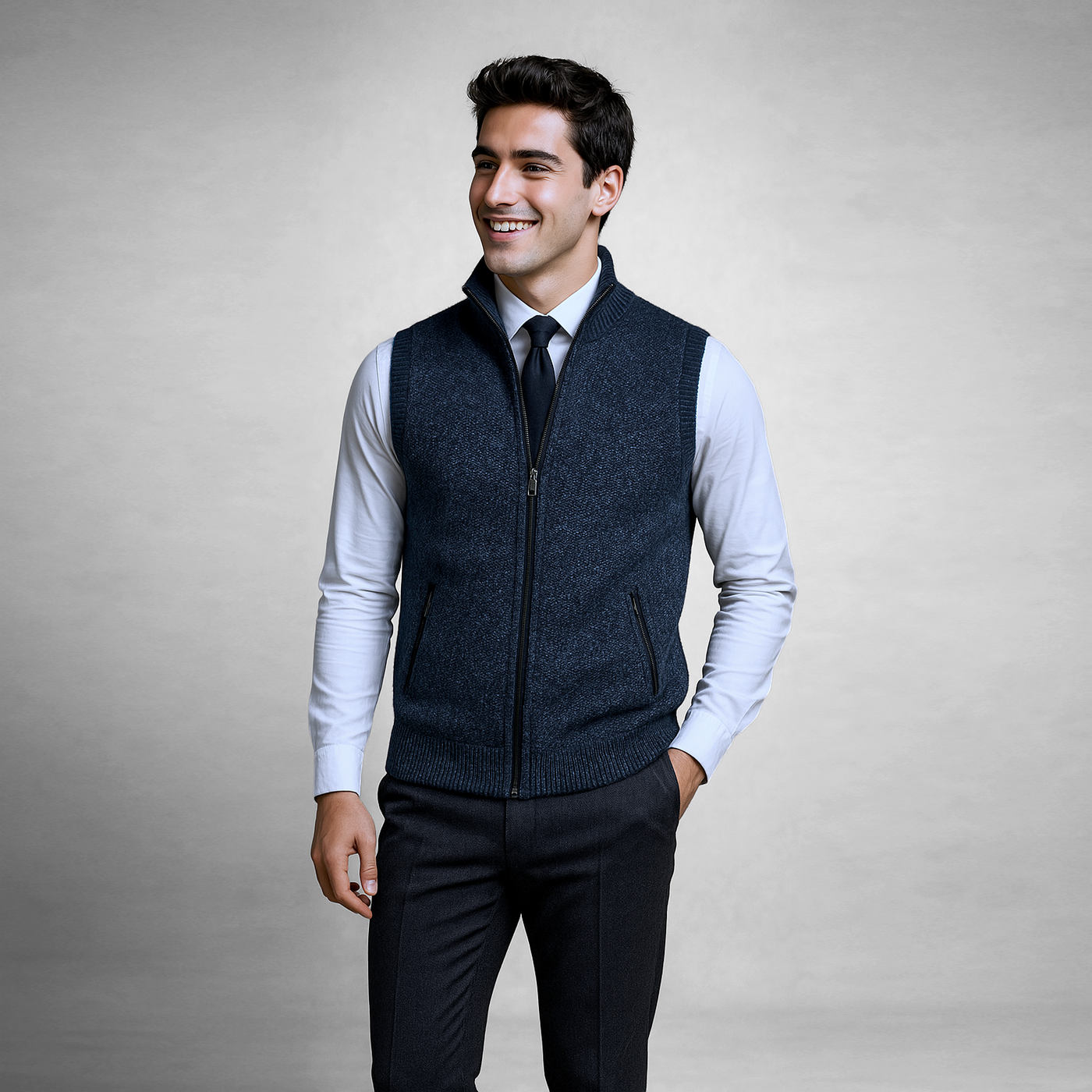 Harrison™ | Luxe Gebreide Full-Zip Sweater Vest