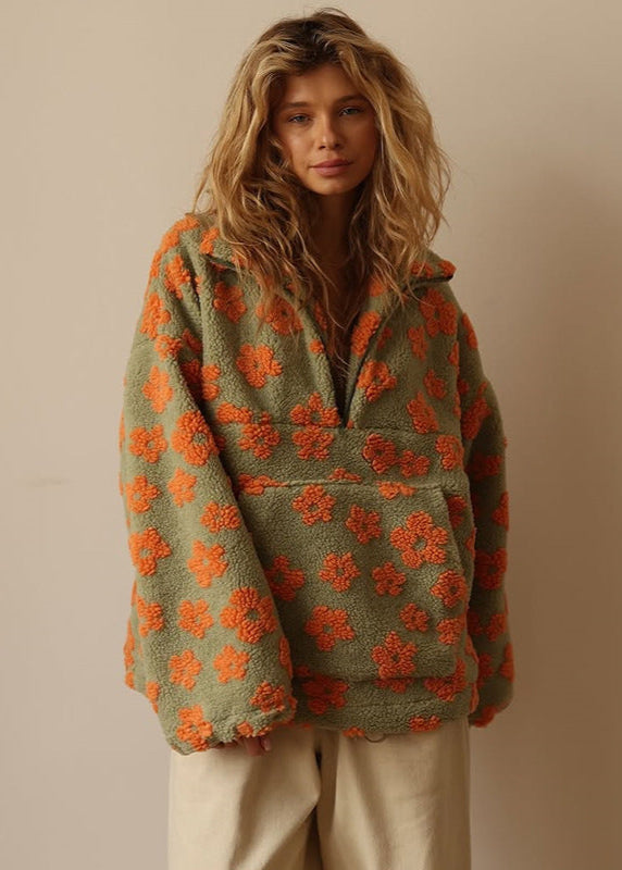 Daisy™ | Zachte Sherpa Fleece Pullover met Boho Bloemenprint