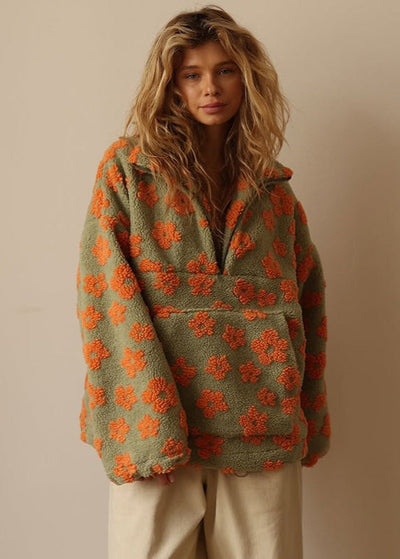 Daisy™ | Zachte Sherpa Fleece Pullover met Boho Bloemenprint
