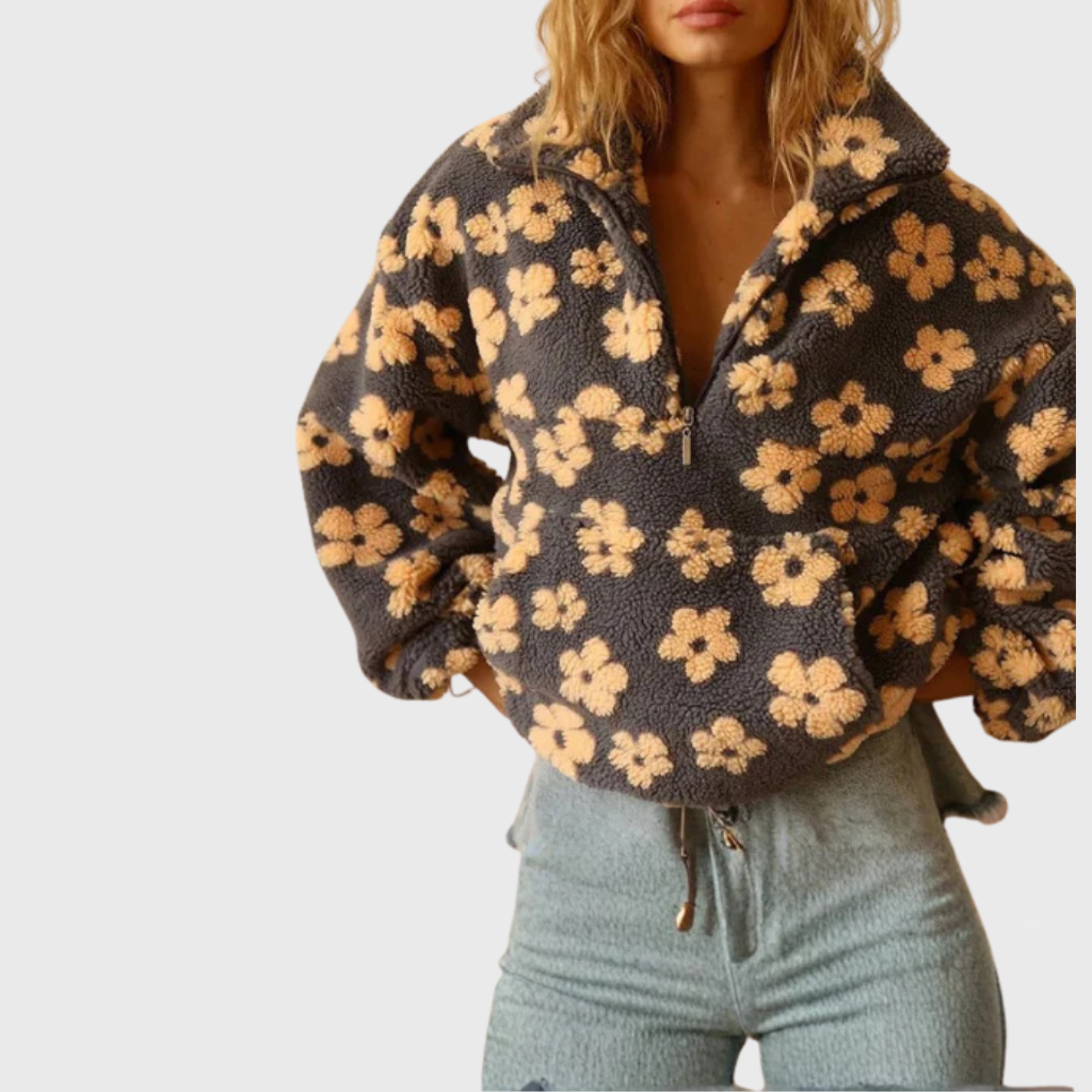 Daisy™ | Zachte Sherpa Fleece Pullover met Boho Bloemenprint