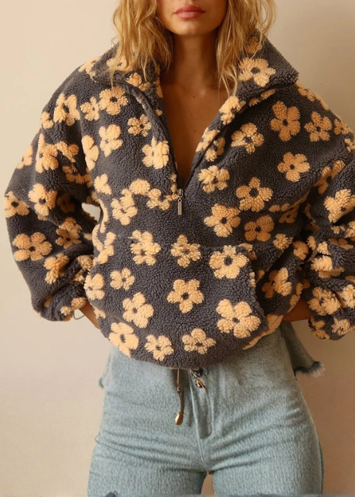 Daisy™ | Zachte Sherpa Fleece Pullover met Boho Bloemenprint
