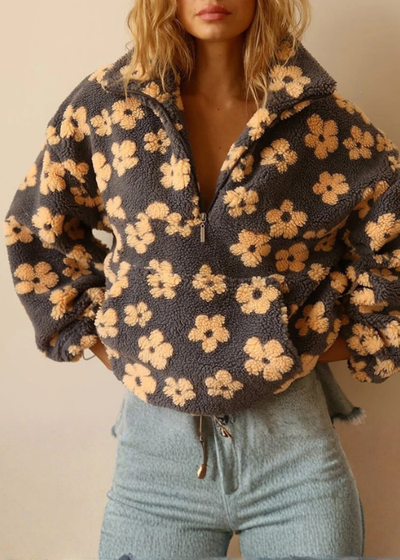 Daisy™ | Zachte Sherpa Fleece Pullover met Boho Bloemenprint