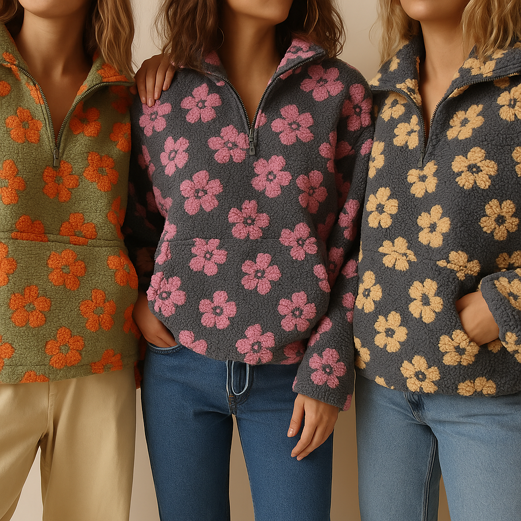 Daisy™ | Zachte Sherpa Fleece Pullover met Boho Bloemenprint