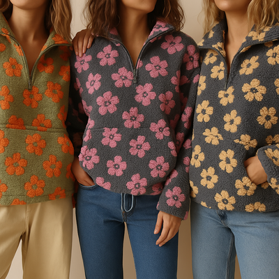 Daisy™ | Zachte Sherpa Fleece Pullover met Boho Bloemenprint
