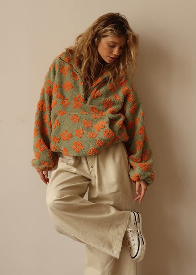 Daisy™ | Zachte Sherpa Fleece Pullover met Boho Bloemenprint